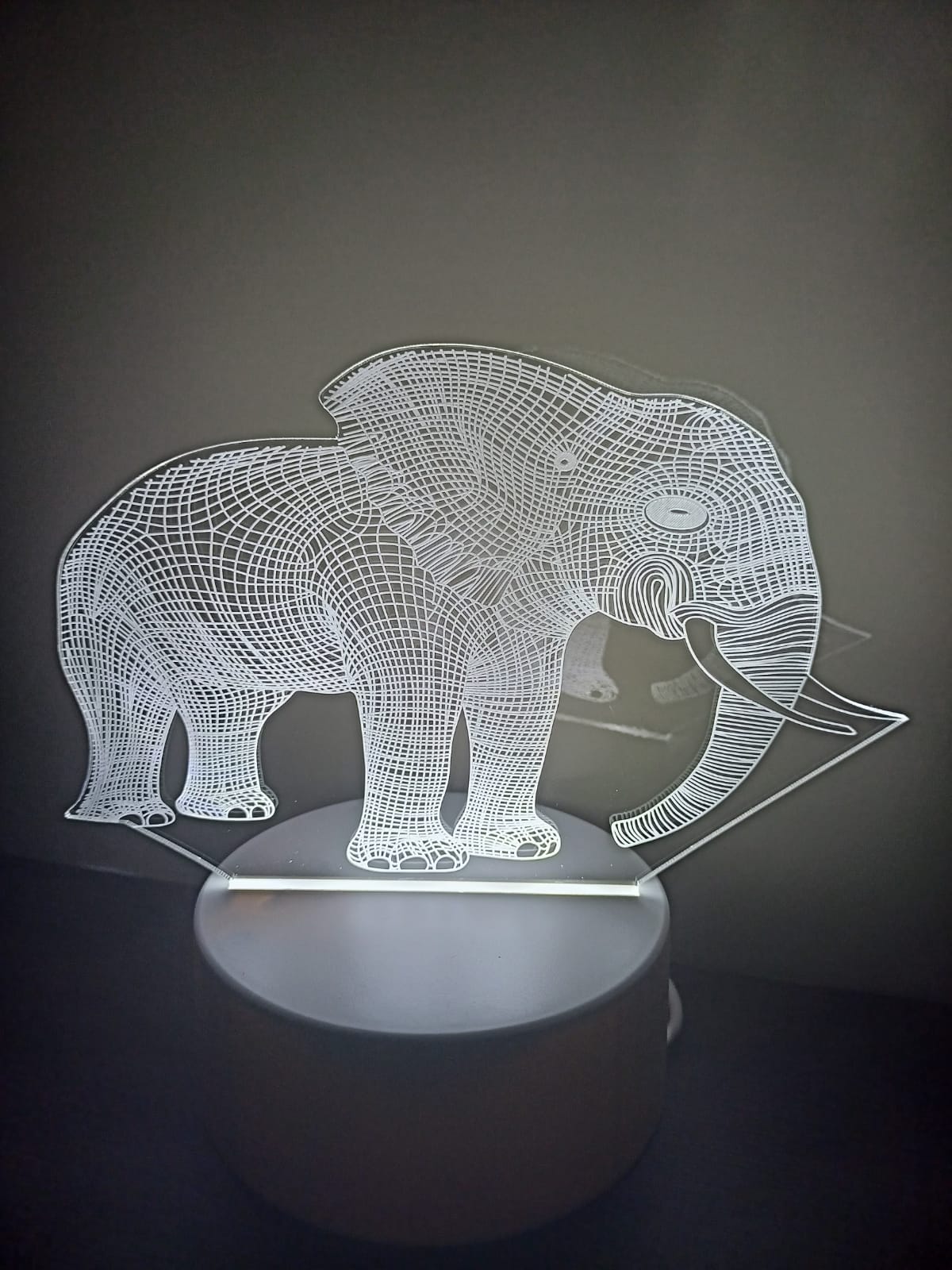 Luminária Abajur Animal Elefante Acrílico Led 3d Mesa Quarto Namorado Presente Mãe Pai Filho Avo Namorada Ilusão Optica