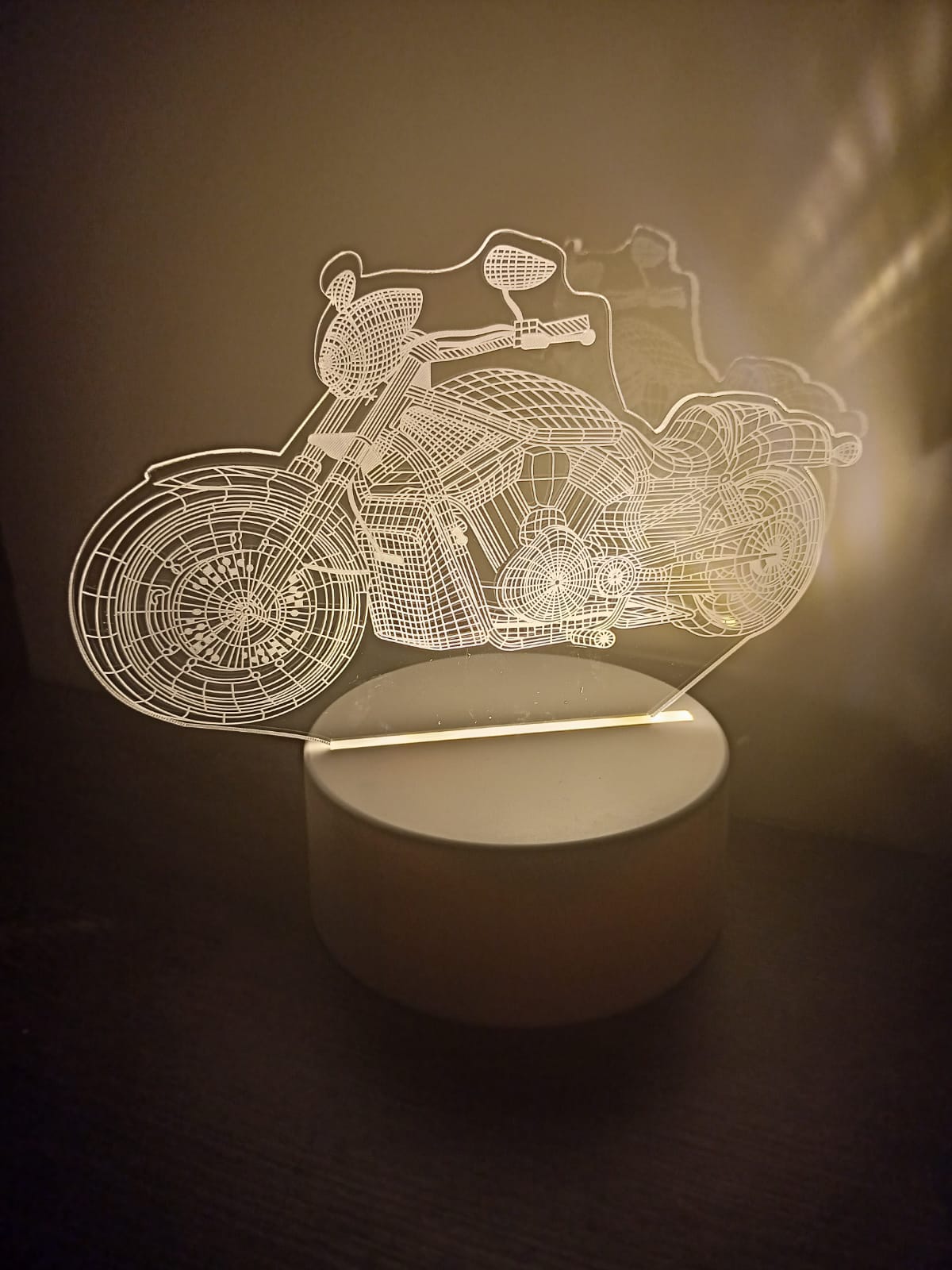 Luminária Abajur Moto Harley Motorbike Acrílico Led 3d Mesa Quarto Namorado Luz Presente Mãe Pai Filho Avo Namorada