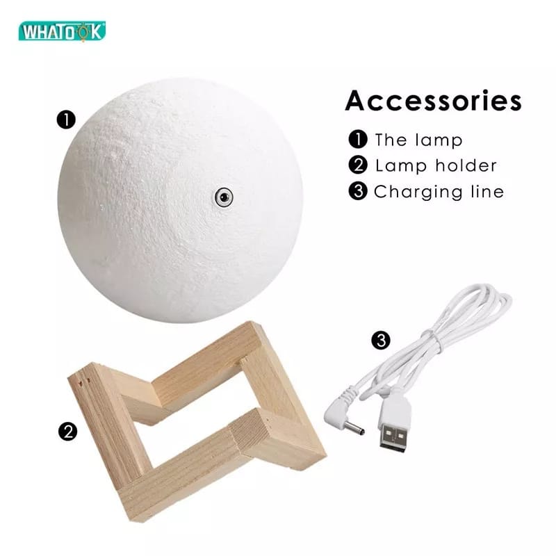 Luminária Abajur Led 3d Lua Cheia Branca Amarela Mesa Quarto Luz Noturna Presente