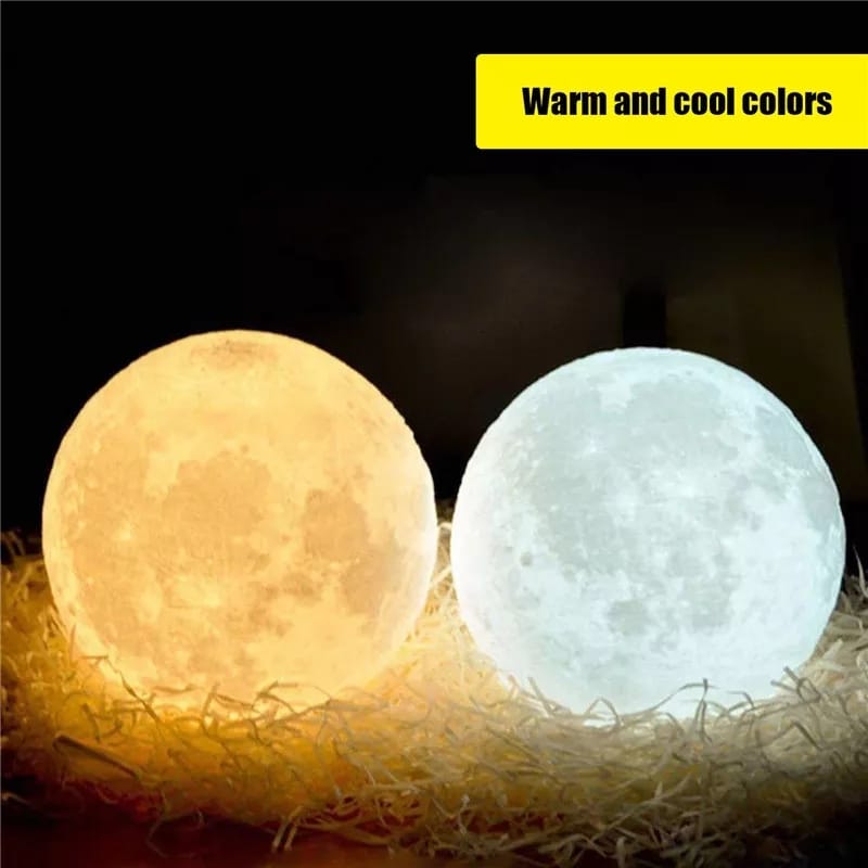 Luminária Abajur Led 3d Lua Cheia Branca Amarela Mesa Quarto Luz Noturna Presente