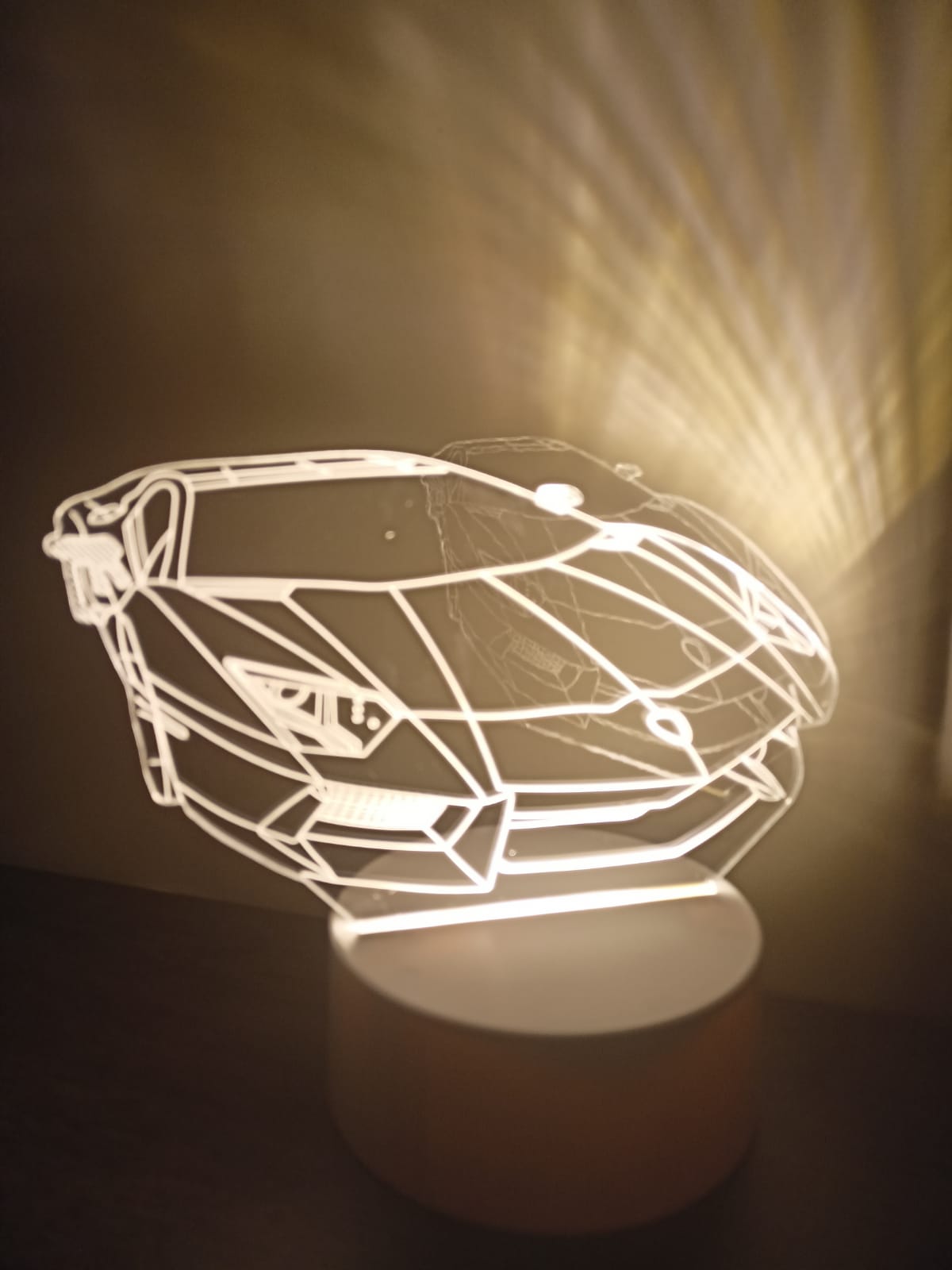 Luminária Led 3d Efeito Carro Lamborghini Abajur Origin Namorado Luz Branca Presente Lindo Mãe Pai Filho Avo Namorada