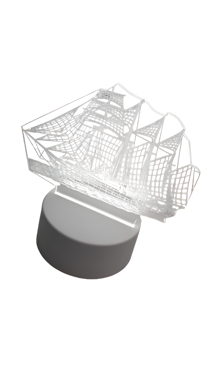 Luminária Abajur Navio Barco Caravela Display Acrílico Led 3d Mesa Quarto Namorado Luz Presente Pai Filho Avo Namorado