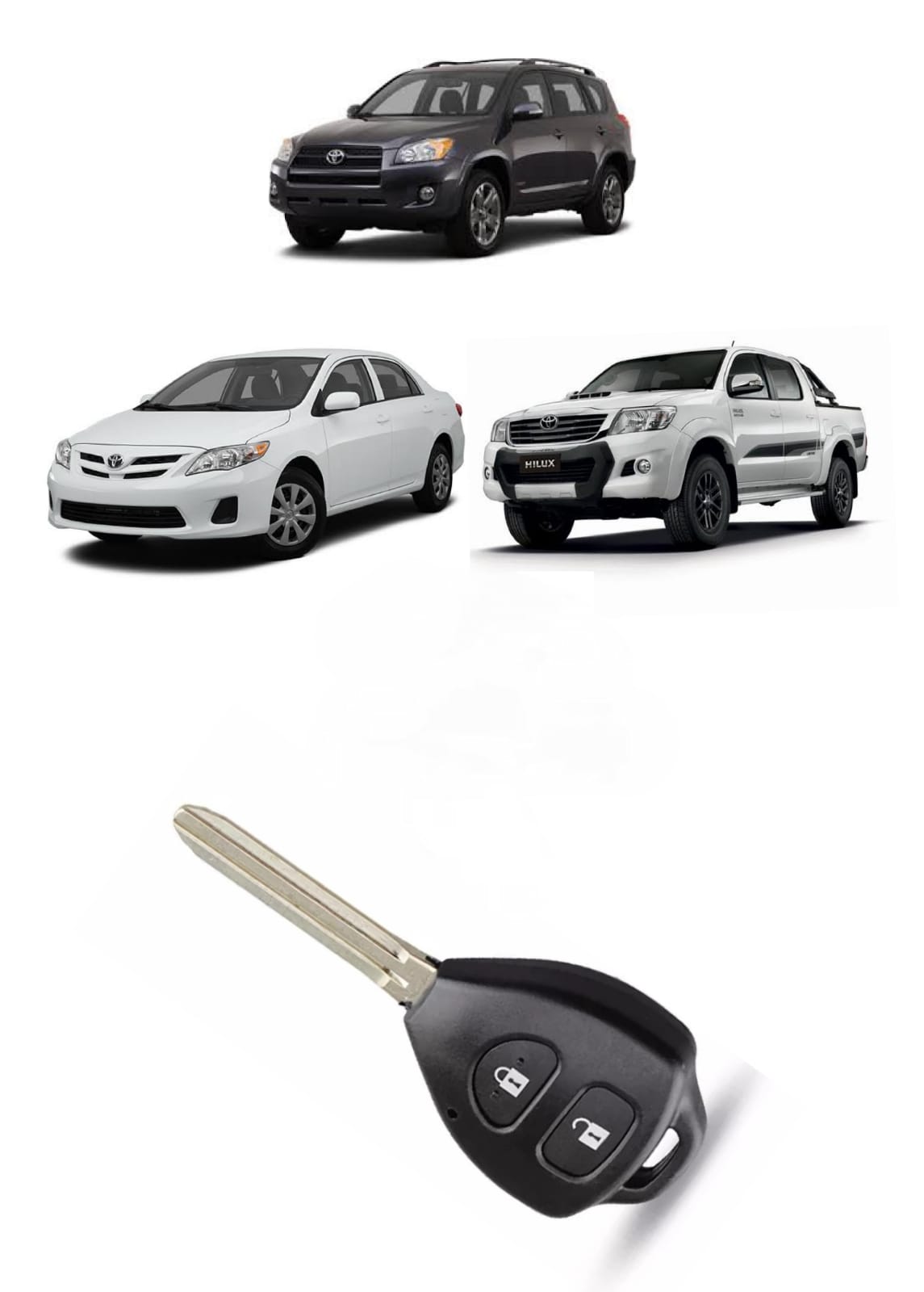Capa Carcaça Chave Toyo Corolla Hilux Rav4 Etios 2009 2010 2011 2012 2013 2014 2015 2016 2 Botoes