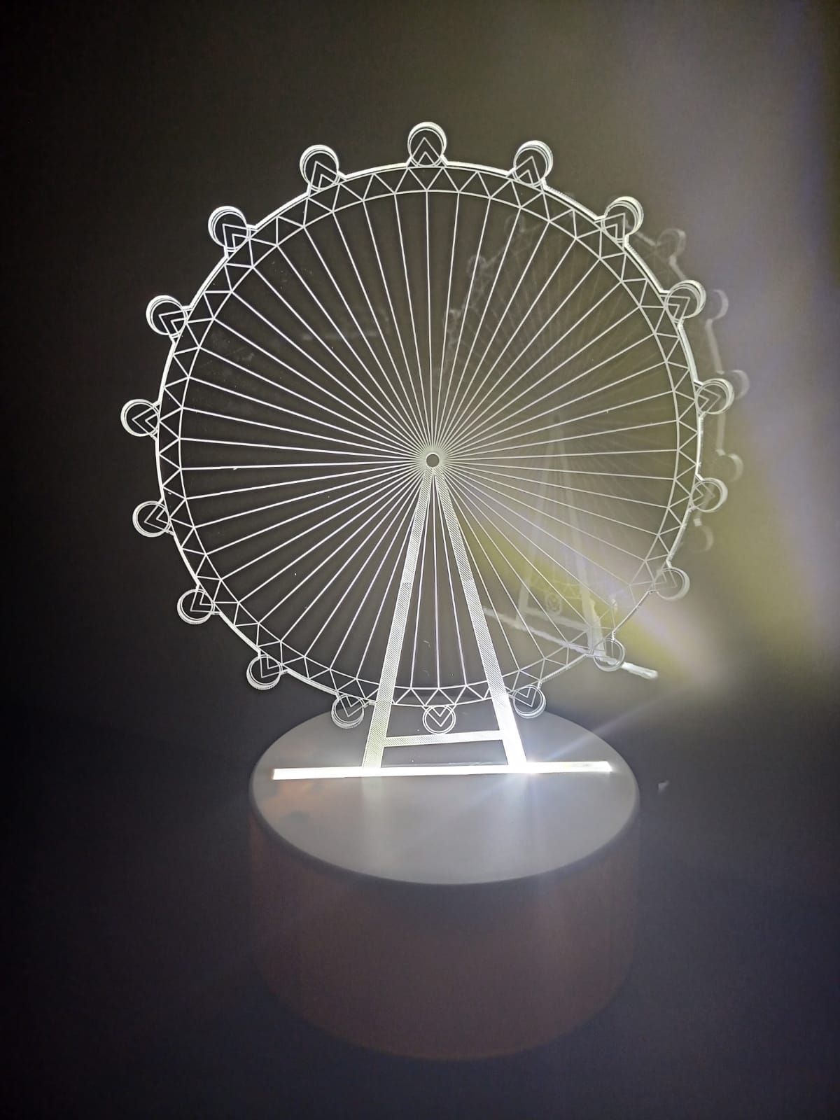 Luminária Abajur 3D Led Roda Gigante Decoração e luz Noturna Branca Parque Diverções
