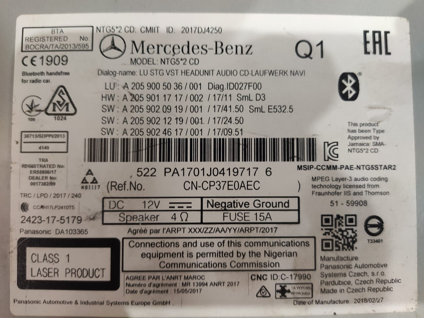 Modulo Multimidia Radio Merced Glc250 C180 C200 a2059005036
