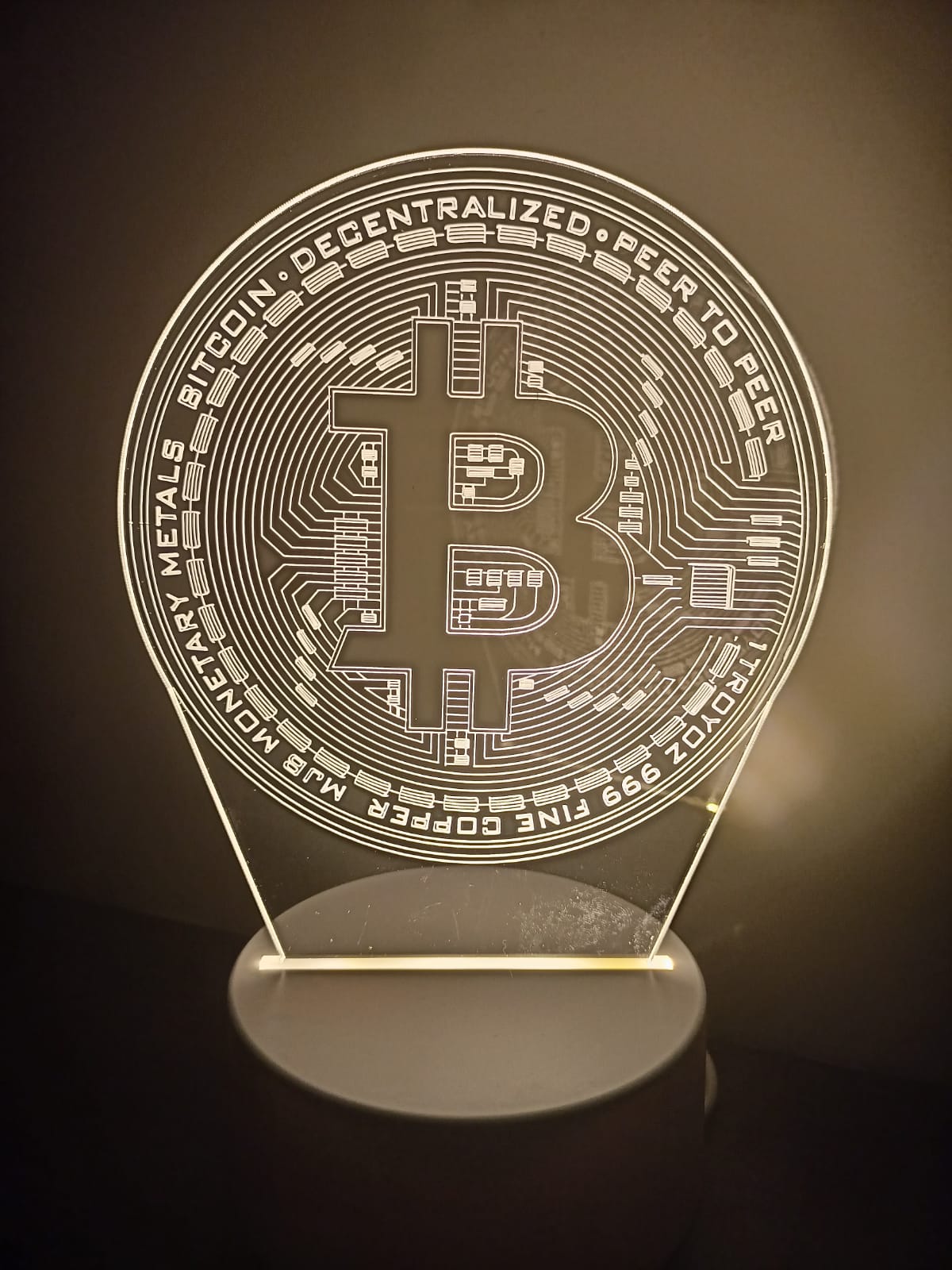Luminária Led 3d Bitcoin Cripto Moeda Abajur Luz Branca Criptomoeda Digital Presente Rico Dinheiro