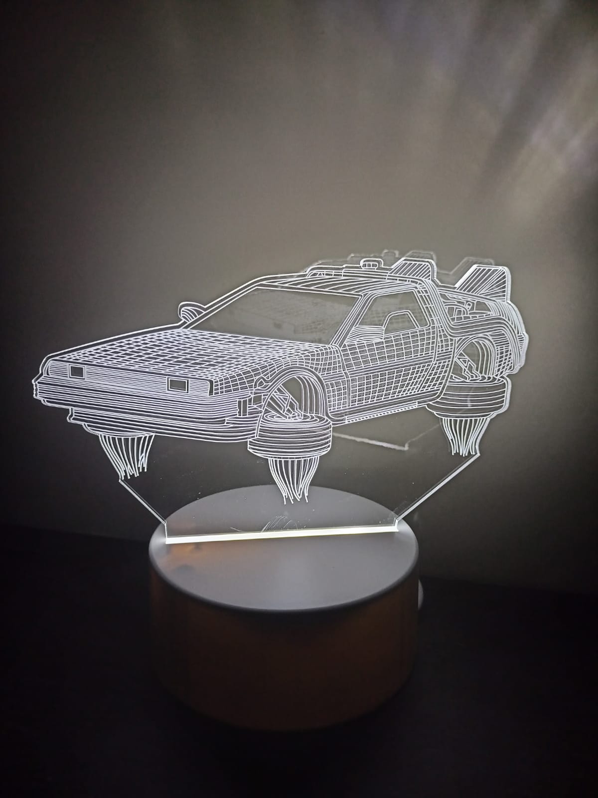 Luminária Abajur Carro de Volta para o Futuro Led 3d Mesa Quarto Namorado Luz Presente Pai Filho Avo Ilusão Optica