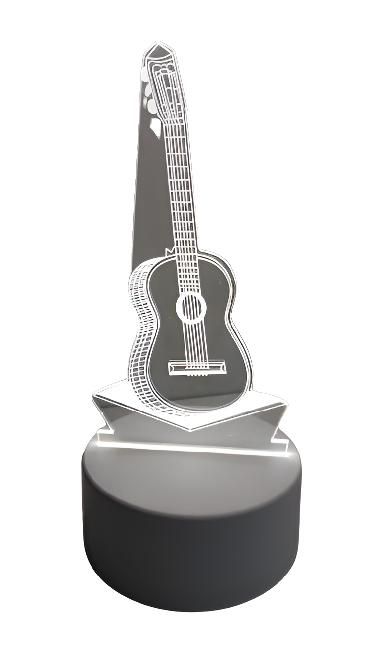 Luminária Abajur Violão Guitarra Display Acrílico Led 3d Mesa Quarto Namorado Luz Presente Mãe Pai Filho Avo Namorada
