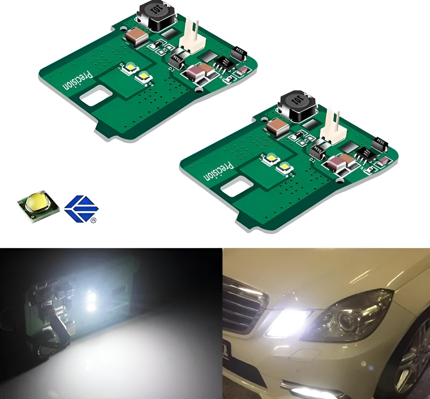 Par Lâmpada 6000k Modulo Reator Placa Led Farol Luz Branca Merced W212 E200 E250 E300 E350 E500 E63 2010 2011 2012
