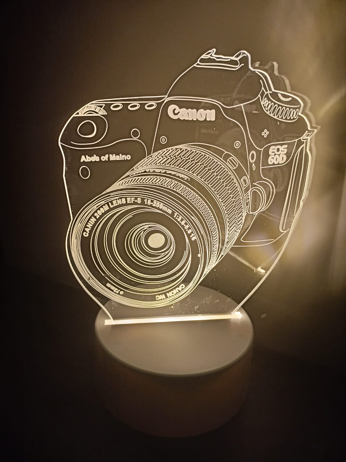 Luminária Abajur Câmera de Fotografia Acrílico Led 3d Mesa Quarto Namorado Luz Presente Mãe Pai Filho Avo Namorada