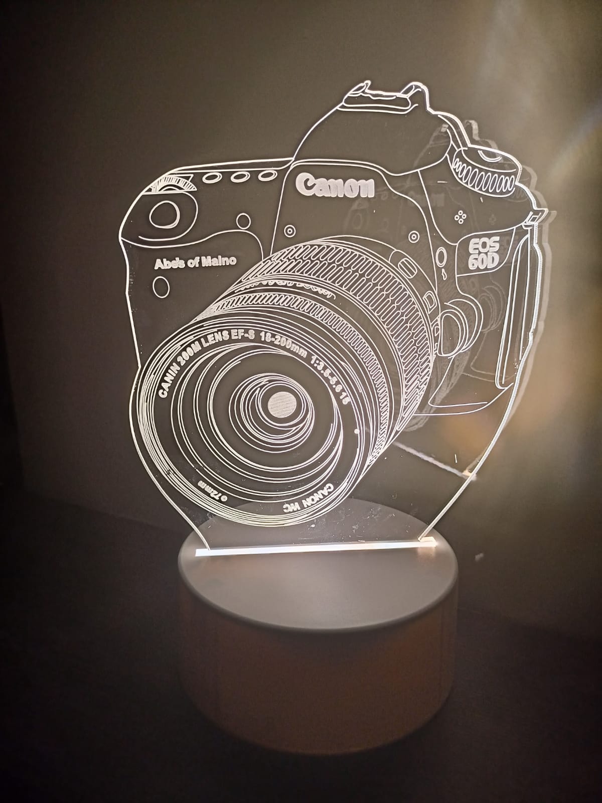Luminária Abajur Câmera de Fotografia Acrílico Led 3d Mesa Quarto Namorado Luz Presente Mãe Pai Filho Avo Namorada