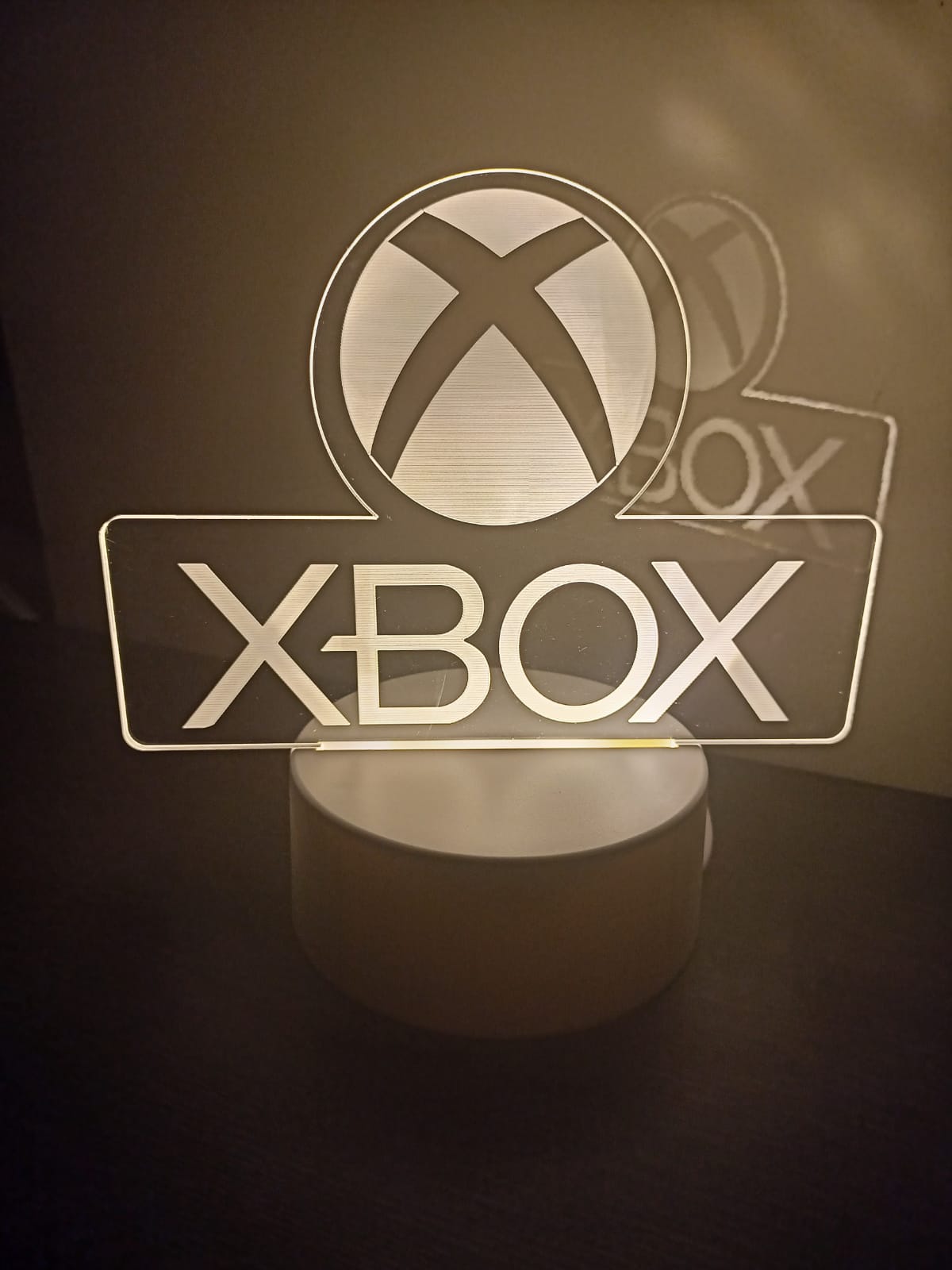 Luminária Abajur Xbox Display Acrílico Led 3d Mesa Quarto Namorado Luz Presente Mãe Pai Filho Avo Namorada Ilusão Optica
