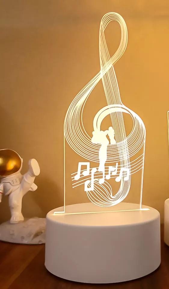 Luminária Abajur Nota Letra Musical Display Led 3d Mesa Quarto Namorado Luz Presente Mãe Pai Filho Avo Namorada