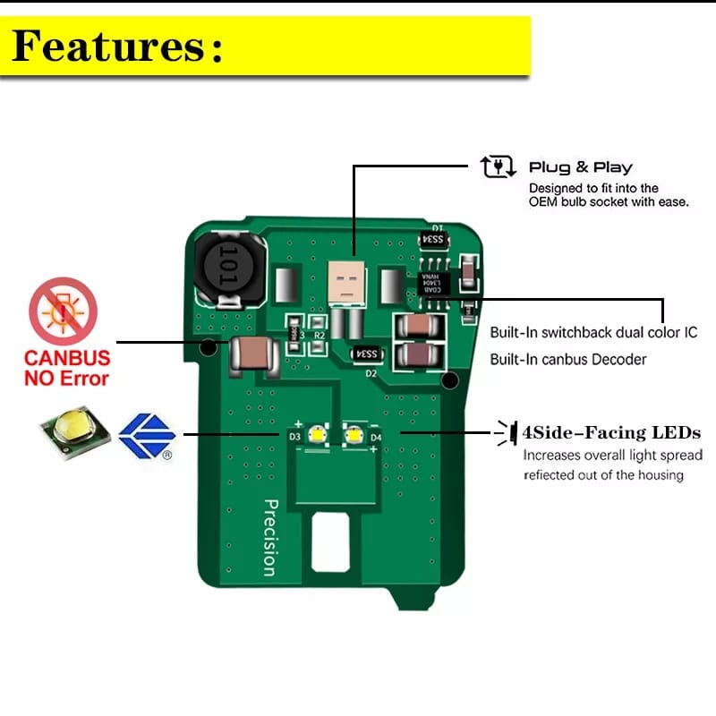 Par Lâmpada 6000k Modulo Reator Placa Led Farol Luz Branca Merced W212 E200 E250 E300 E350 E500 E63 2010 2011 2012