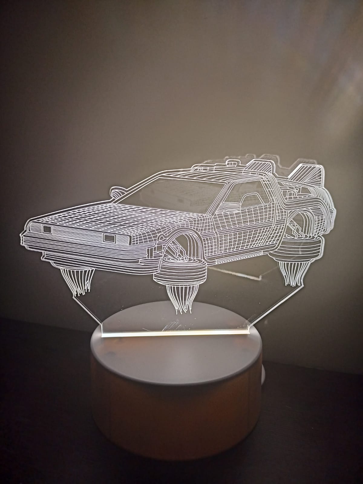 Luminária Abajur Carro de Volta para o Futuro Led 3d Mesa Quarto Namorado Luz Presente Pai Filho Avo Ilusão Optica