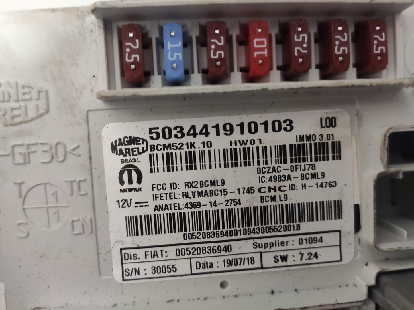 Modulo Bcm Caixa Fusiveis 503441910103 00520836940 bcm521k10