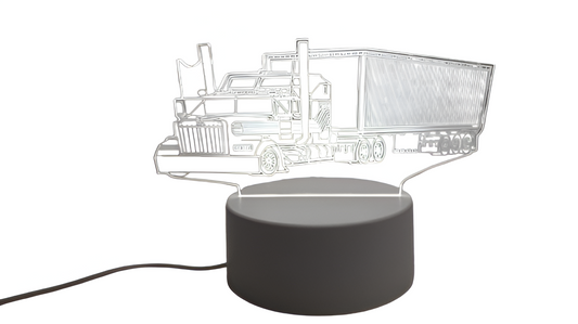 Luminária Abajur Caminhao Carreta Carga Acrílico Led 3d Mesa Quarto Namorado Luz Presente Pai Filho Avo Ilusão Optica