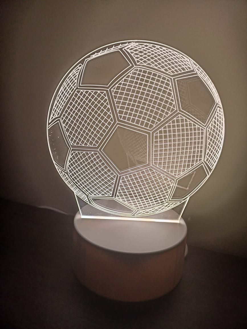 Luminária Abajur Bola de Futebol Acrílico Led 3d Mesa Quarto Namorado Luz Presente Mãe Pai Filho Avo Namorada