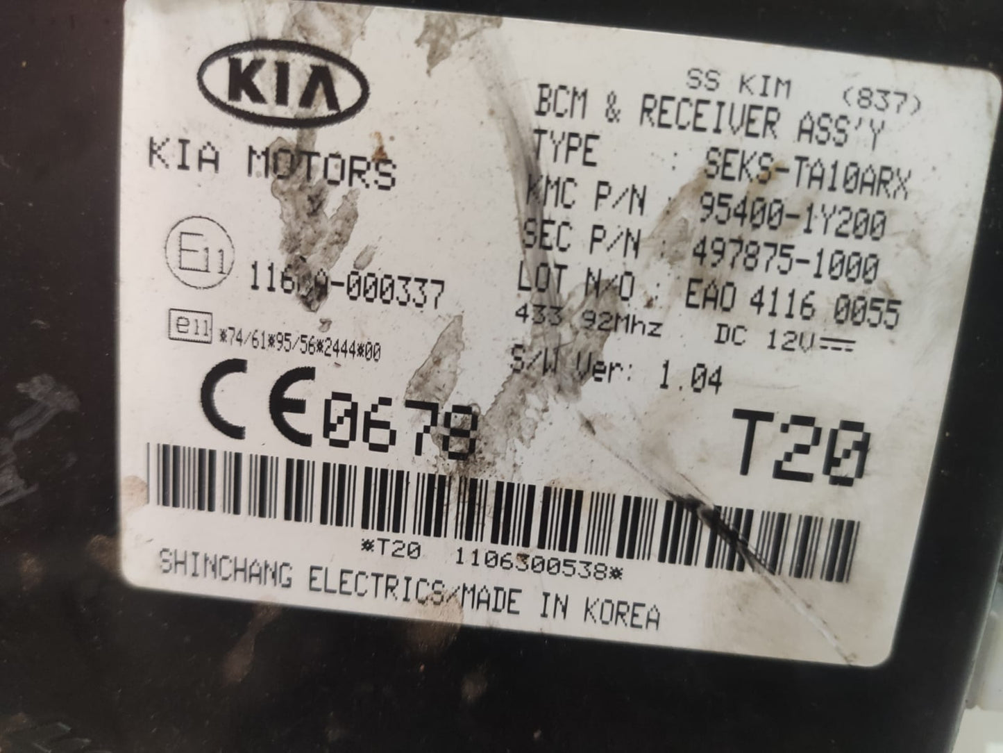 Modulo Conforto Bcm Imobilizador Picanto 954001y200