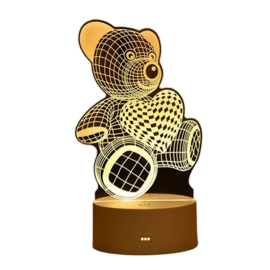 Luminária Led 3d Urso Abajur Origin Namorado Luz Presente Lindo Mãe Pai Filho Avo Namorada Mesa Quarto