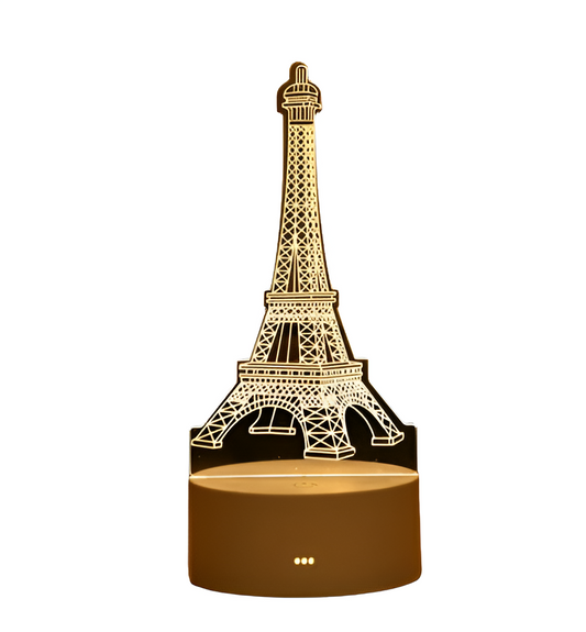 Luminária Abajur Display Led 3d Torre Eiffel Paris Luz Branca Ponto Turistico Origin Presente Mae Pai Filha