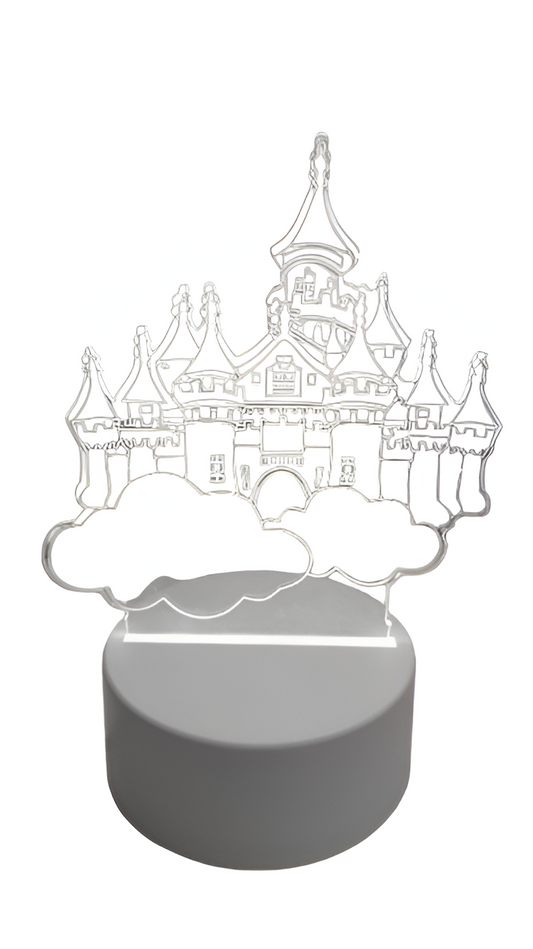 Luminária Abjur Led 3D em Acrílico Mesa Castelo Encantado Princesa Rei Rainha Luz Branca Presente Familia Filha princesa