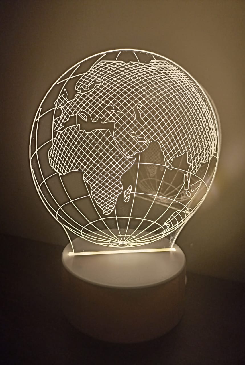 Luminária Abajur Globo Terreste Mapa Mundi Terra Tacrílico Led 3d Mesa Quarto Namorado Presente Mãe Pai Filho Avo