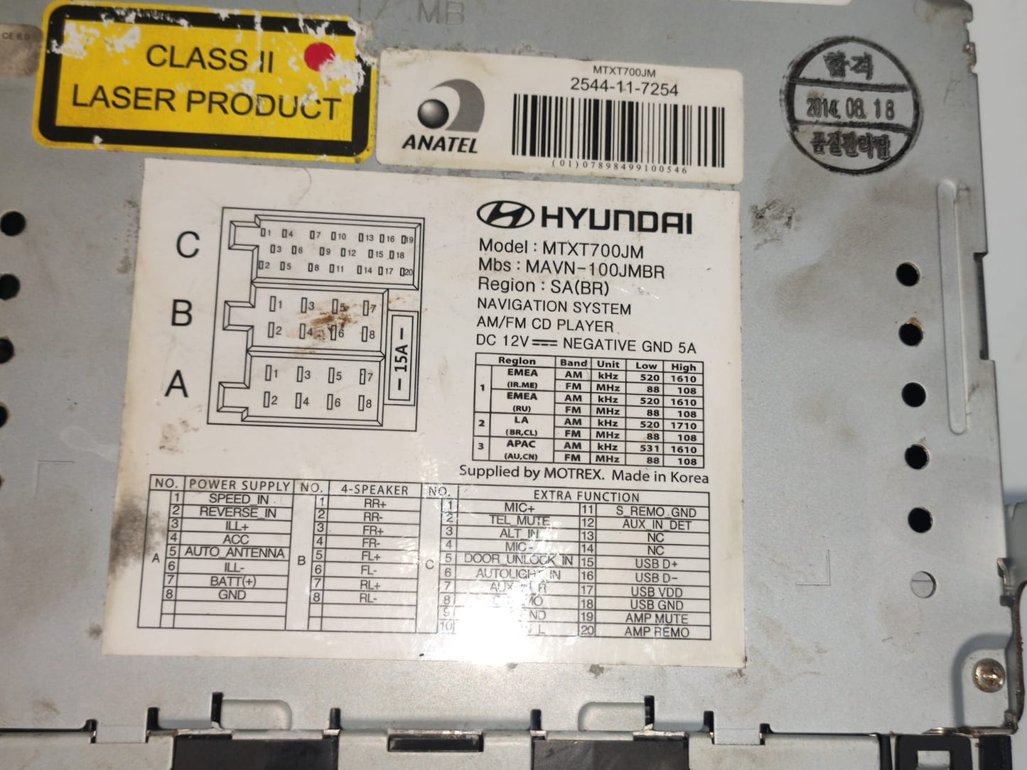 Tela Multimidia Radio Tucson 2014 2015 2016 mtxt700jm Origin