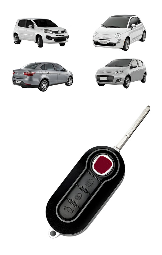 Capa Carcaça Oca da Chave Contato Canivete Fia 500 Palio Uno Strada Siena Punto Stilo Ducato Fiorino 2008 2018 3botoes
