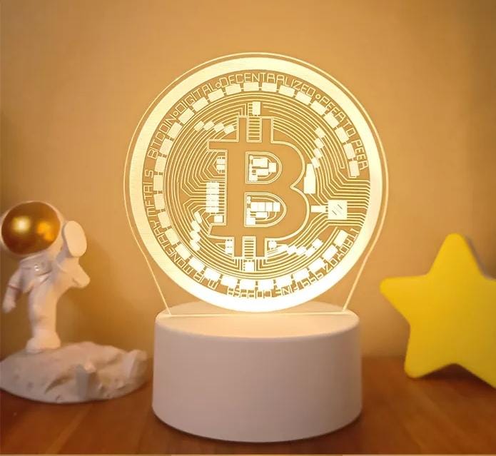 Luminária Led 3d Bitcoin Cripto Moeda Abajur Luz Branca Criptomoeda Digital Presente Rico Dinheiro
