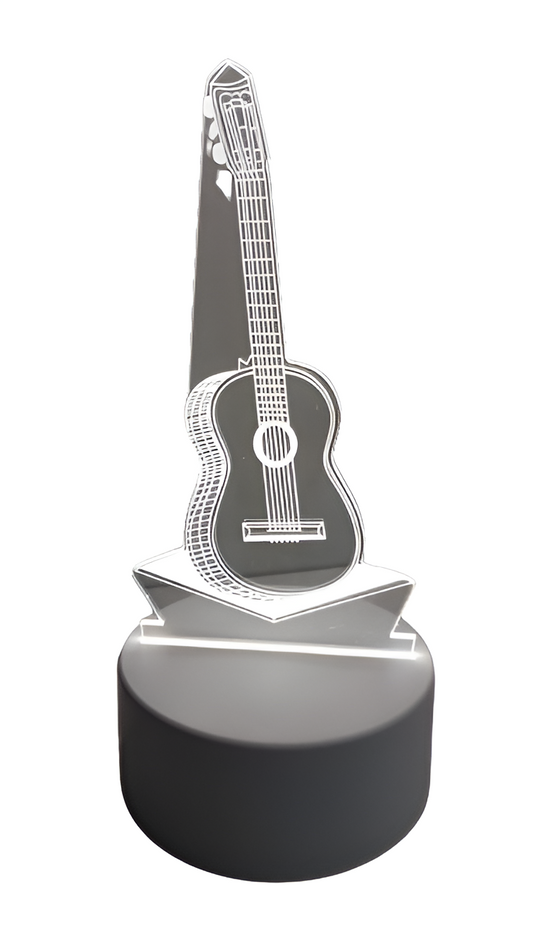 Luminária Abajur Violão Guitarra Display Acrílico Led 3d Mesa Quarto Namorado Luz Presente Mãe Pai Filho Avo Namorada