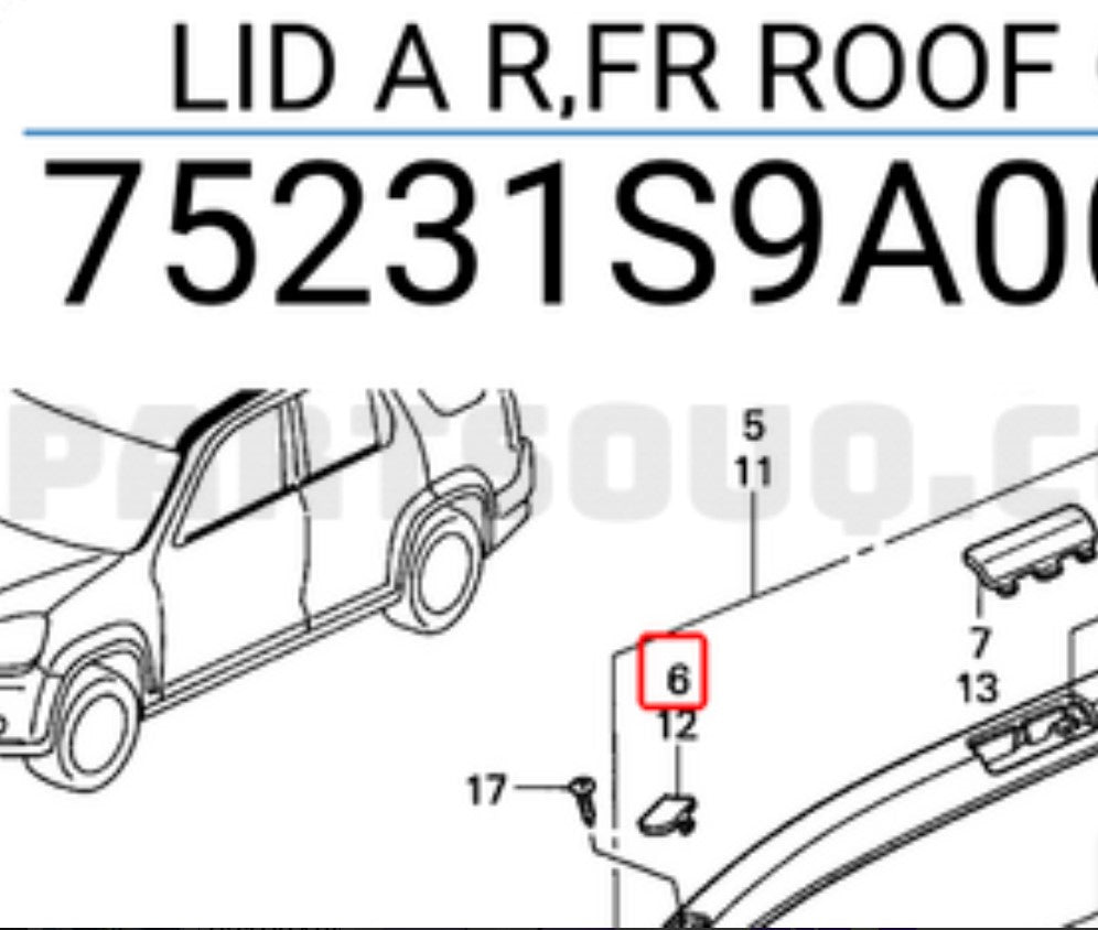 Tampa Capa Acabamento Rack teto Hon Crv 2002 2006 Modulo