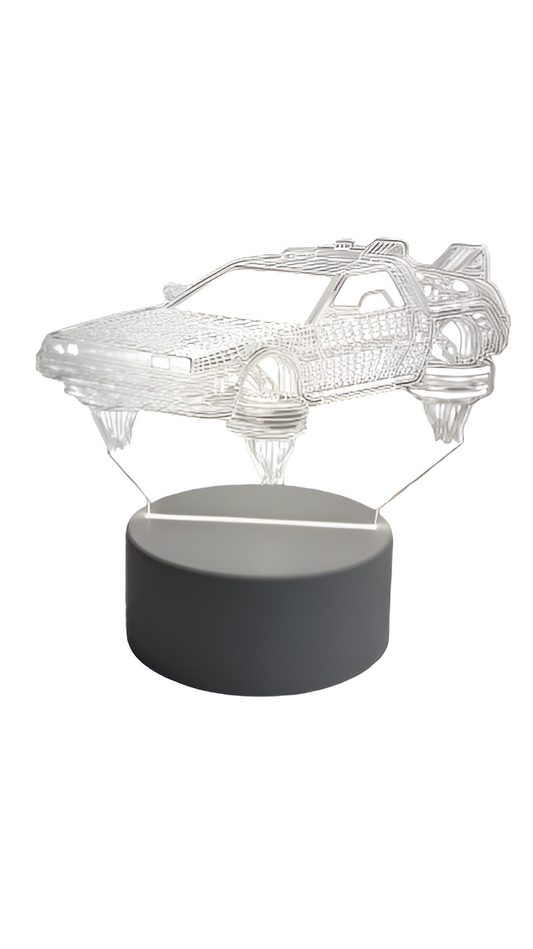 Luminária Abajur Carro de Volta para o Futuro Led 3d Mesa Quarto Namorado Luz Presente Pai Filho Avo Ilusão Optica