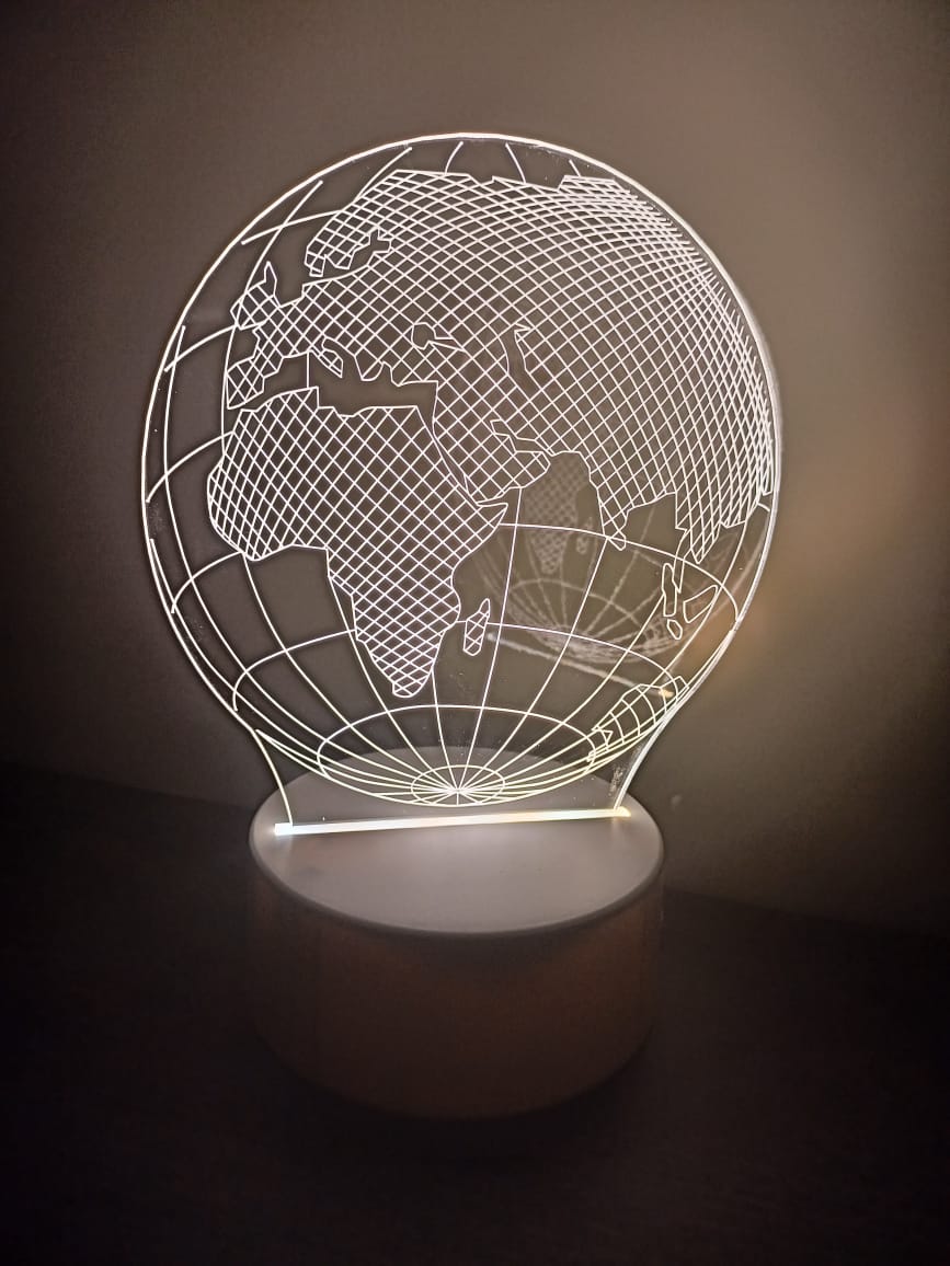 Luminária Abajur Globo Terreste Mapa Mundi Terra Tacrílico Led 3d Mesa Quarto Namorado Presente Mãe Pai Filho Avo