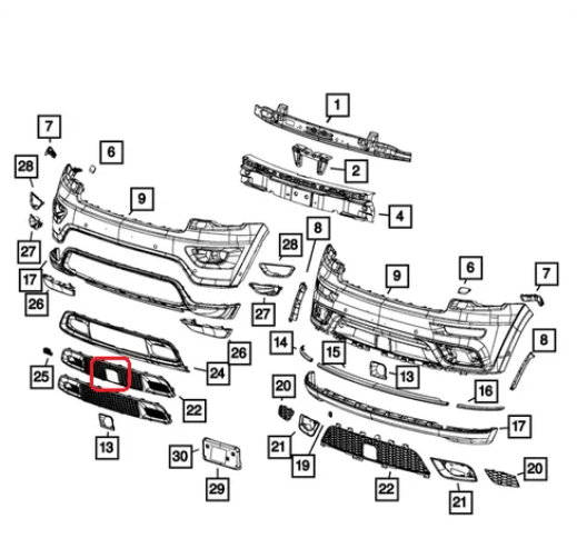 Moldura Acabamento Tampa grade Dianteiro Sensor radar Cruise Grand Cherokee 2016 17 2018 2019 2020 2021 2022 68262008AA