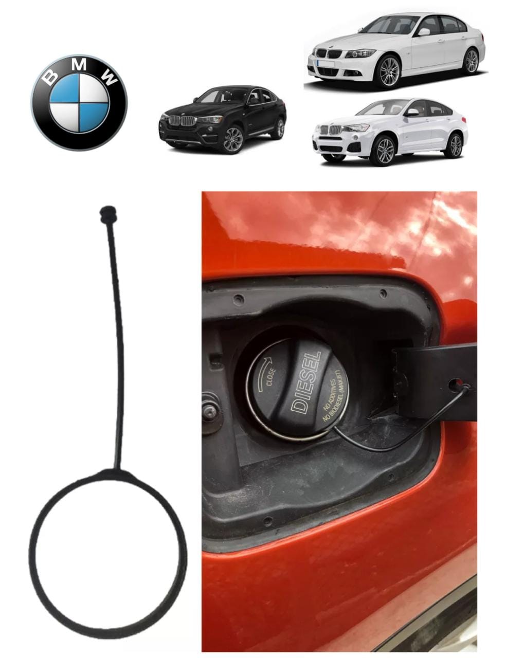 Corda Fio Bocal Cabo Borracha Reparo Tampa da Portinhola do Tanque Gasolina Bmw X1 X2 X3 X4 X5 X6 316 318 320 328 118 12