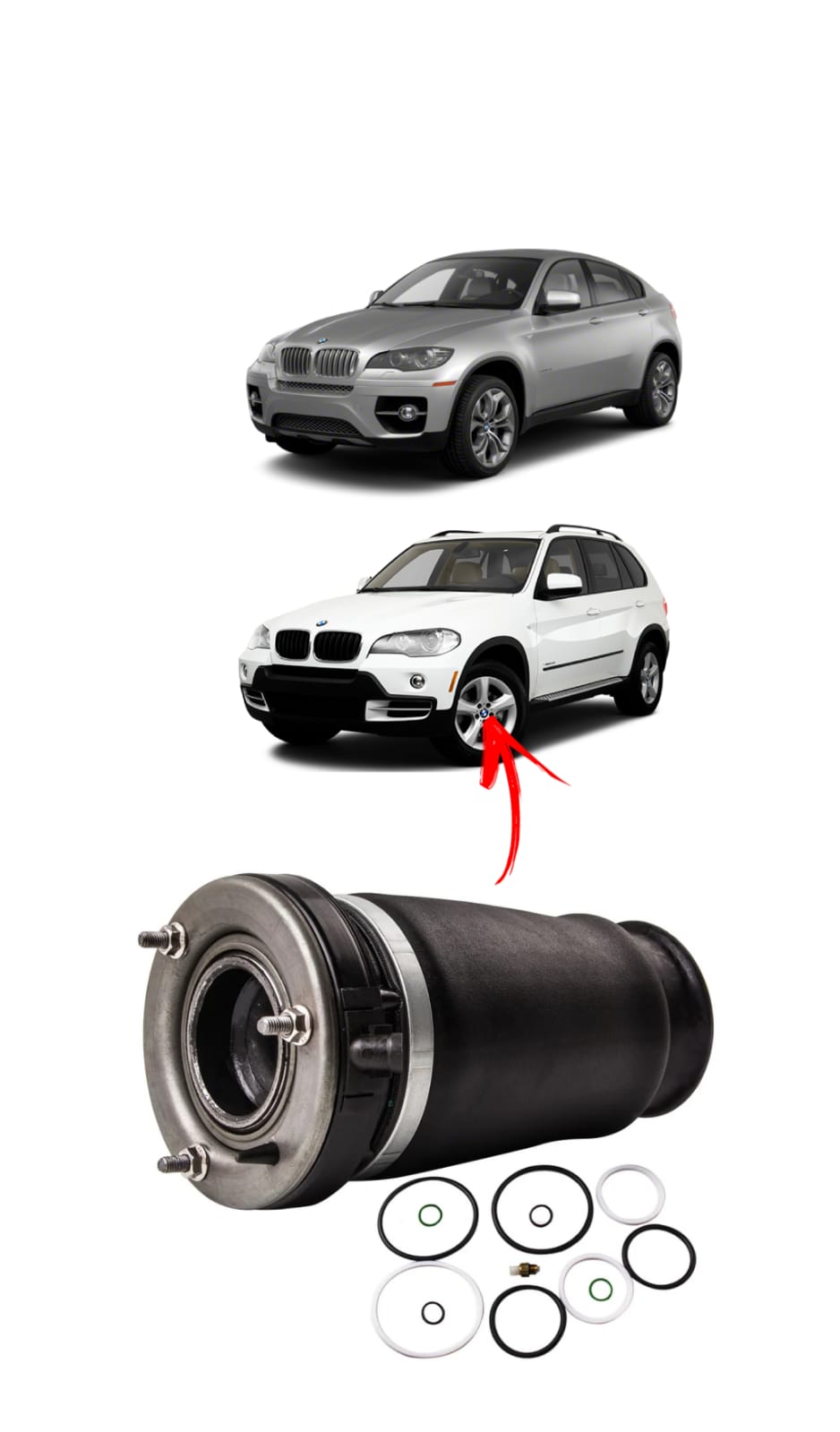 Bolsa de Ar Suspensão Diantera Esquerdo Bmw X5 E53 1998 1999 2000 2001 2002 2003 2004 2005 2006 37116757501